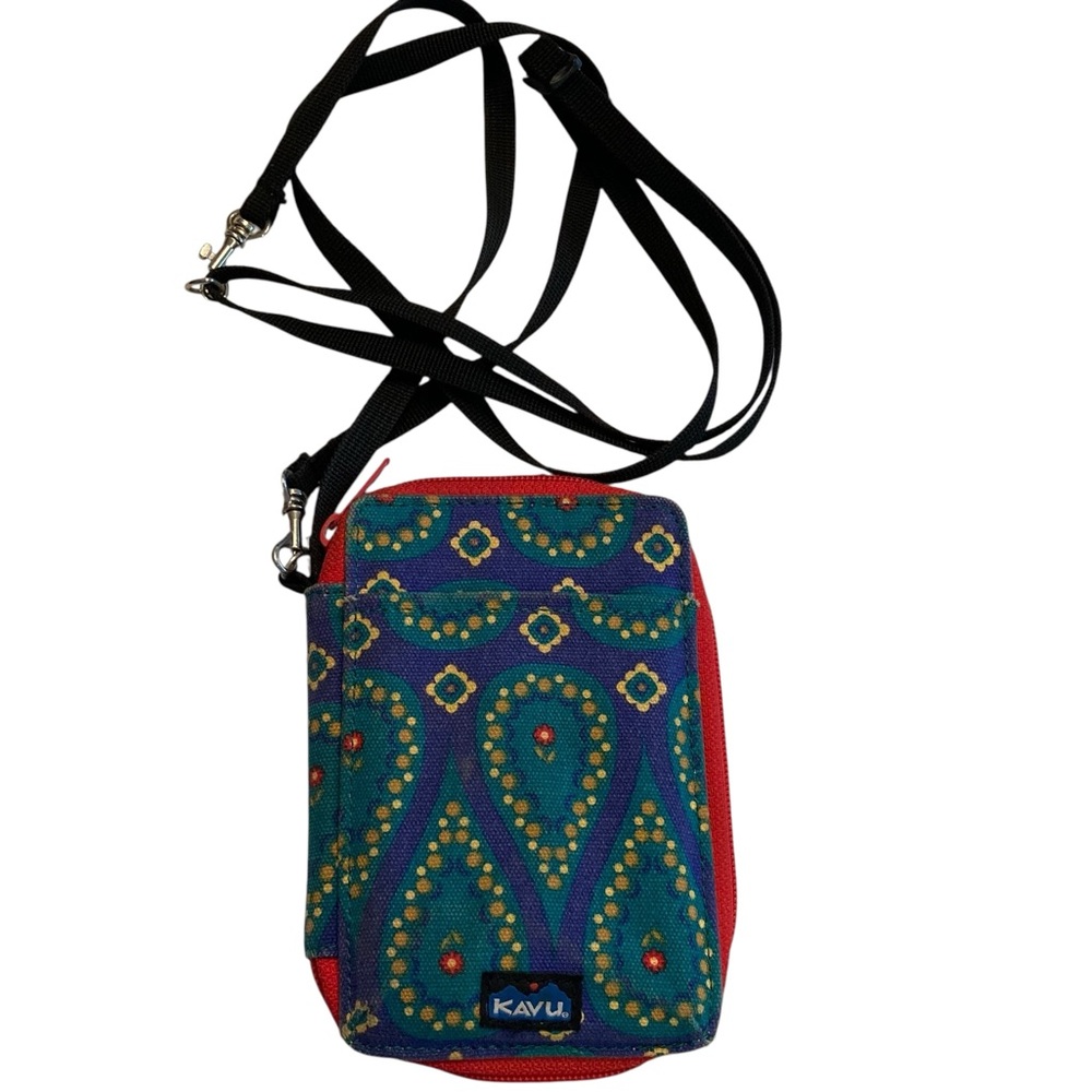 KAVU Paxton Crossbody Travel Wallet – Multicolor Paisley Print